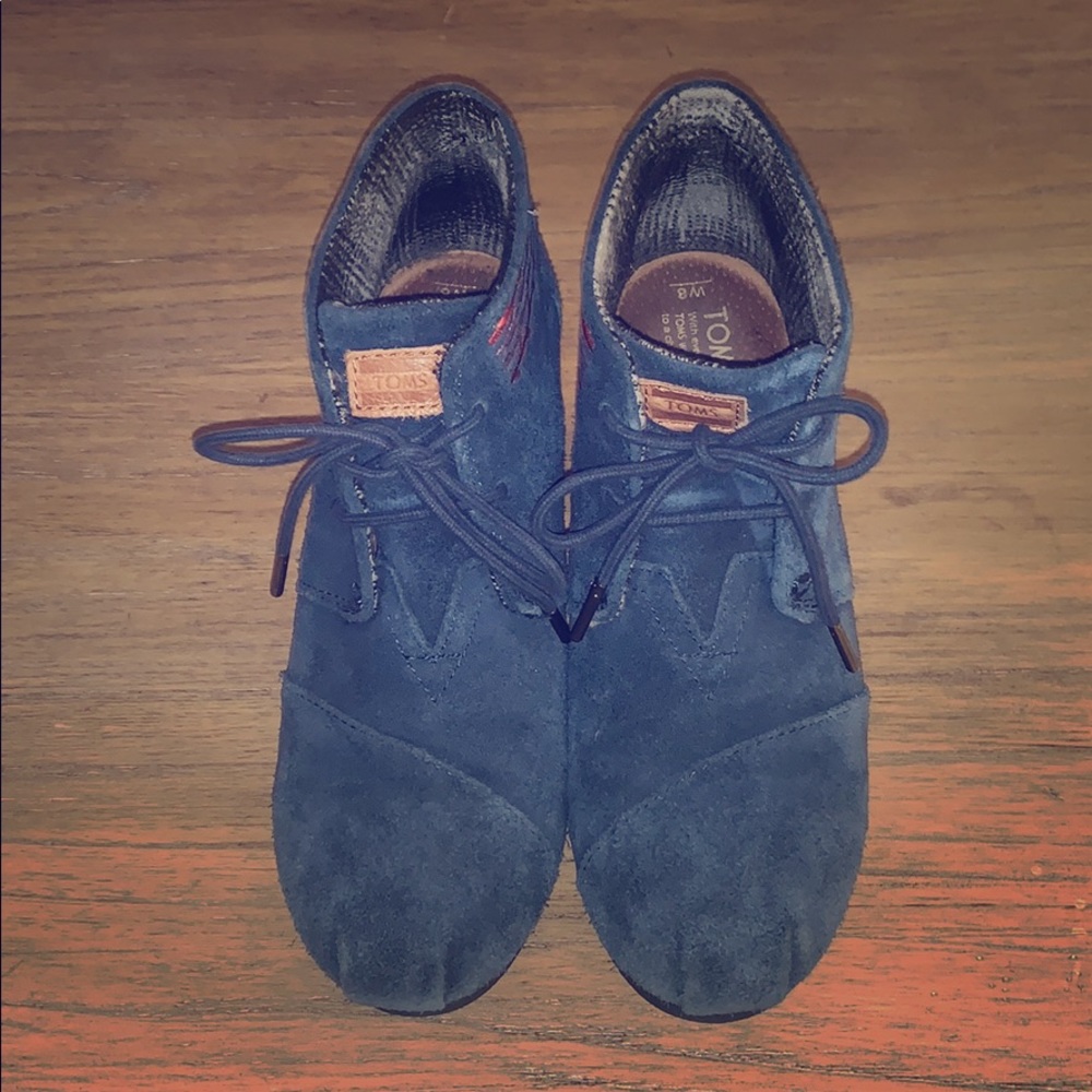 Toms Navy Heeled Booties